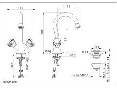 One hole basin mixer with black porcelain