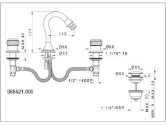 Three holes bidet set with black porcelain