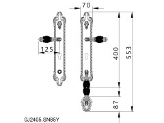 Entrance door set with Swawovski black crystal and keyhole euro 85mm