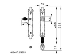 Entrance door set with Swawovski black crystal and euro 85mm left