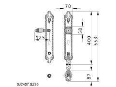 Entrance door set with Swawovski crystal and europrofile 85mm left