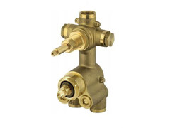 In wall thermostatic system valve with shut off valve