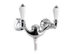 Shower mixer with white porcelain
