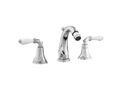 Three holes bidet set with spout and white porcelain