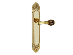 Door handle on plate with tiger eye stone 53x300mm