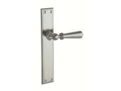 Door lever handles set on plates