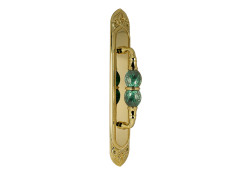 Door pull handle on plate with malachite stone 60x400mm