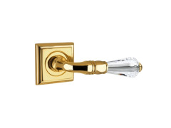Door lever handles set on roses with Swarovski crystal