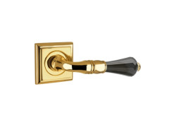 Door lever handles set on roses with Swarovski black crystal