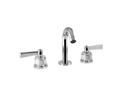 Three holes bidet set with handle and decorated brass ring