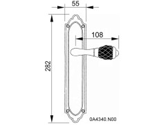 Door lever handles set on plates with Swarovski black crystal