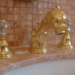 Luxury bathroom fittings 24k gold plated with Swarovski crystal made by Bronces Mestre