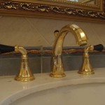 Luxury bathroom fittings 24k gold plated with black Swarovski crystal made by Bronces Mestre