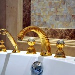 Luxury bathroom fittings 24k gold plated with Swarovski crystal made in Spain by Bronces Mestre