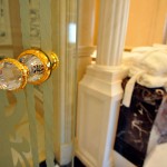 Decorative classical door hardware 24kgold plated with Swarovski crystal made by Bronces Mestre