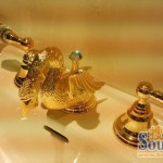 Luxury classical bathroom fittings 24k gold plated with Swarovski crystal made by Bronces Mestre